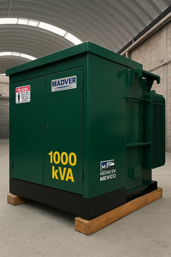 [PD-1000-13.2kV-480/277v-R-Δ/Υ-Al~Al] Transformador tipo Pedestal 1000 kVA (Radial, 13200 V, 480/277v, Delta/Estrella, Al~Al)