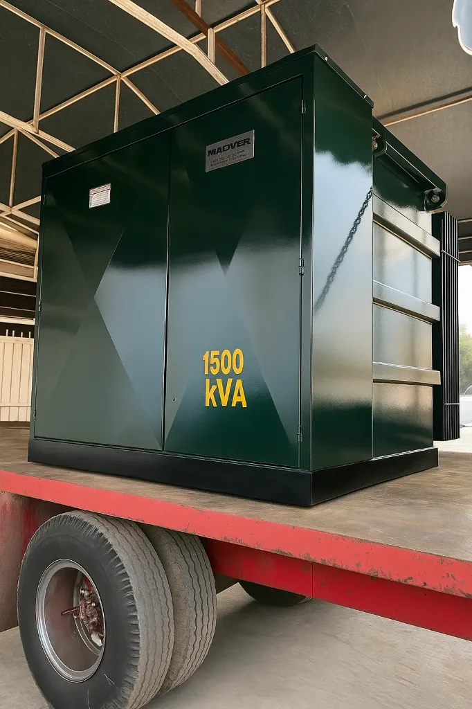 [PD-1500-13.2kV-480/277v-R-Δ/Υ-Al~Al] Transformador tipo Pedestal 1500 kVA (Radial, 13200 V, 480/277v, Delta/Estrella, Al~Al)