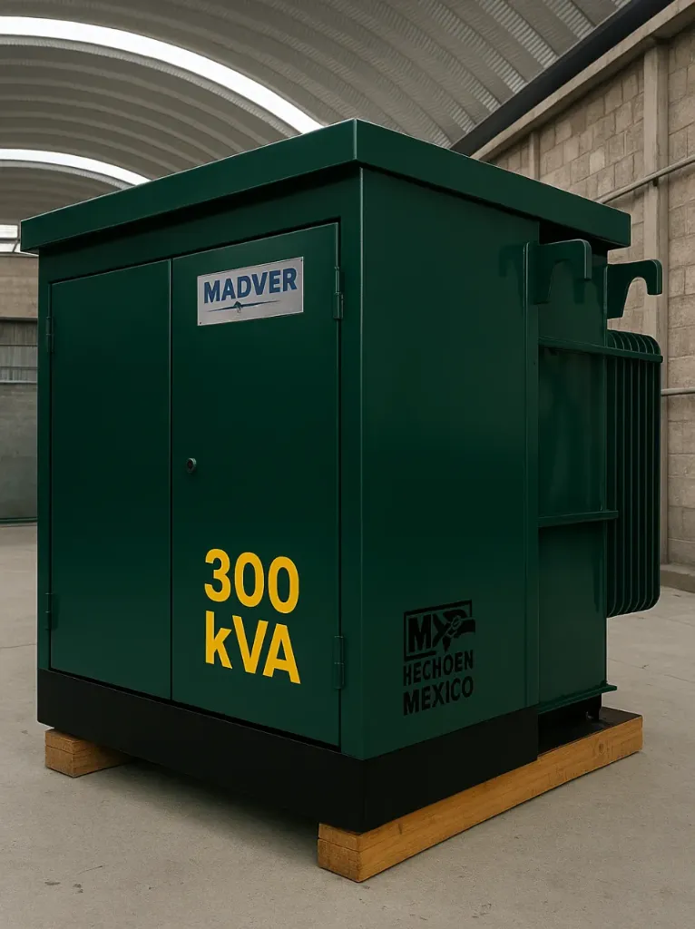[PD-300-13.2kV-480/277v-R-Δ/Υ-Al~Al] Transformador tipo Pedestal 300 kVA (Radial, 13200 V, 480/277v, Delta/Estrella, Al~Al)