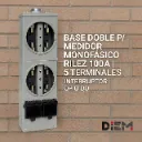 Base doble p/ medidor monofásico Rilez 100A | 5 terminales | Interruptor QP o Qo