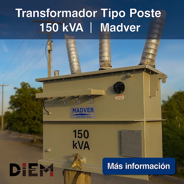 [PT-150-13.2kV-254/127v-Al~Al] Transformador Tipo Poste 150 kVA (13200 V, 254/127v, Al~Al)