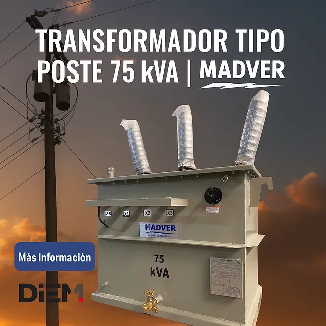 [PT-75-13.2kV-254/127v-Al~Al] Transformador Tipo Poste 75 kVA (13200 V, 254/127v, Al~Al)