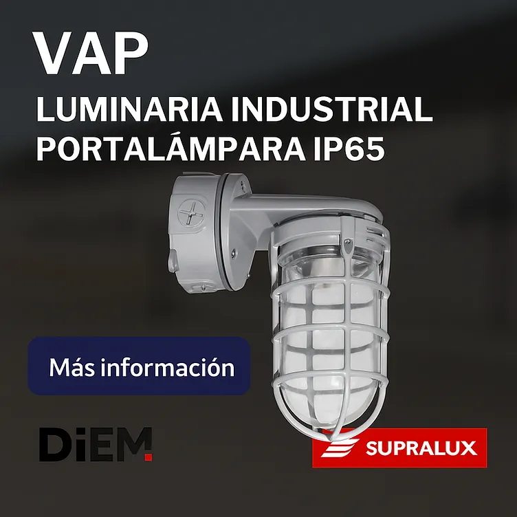 Gabinete industrial VAP SUPRA IP65 con portalámpara E26 para pared o techo