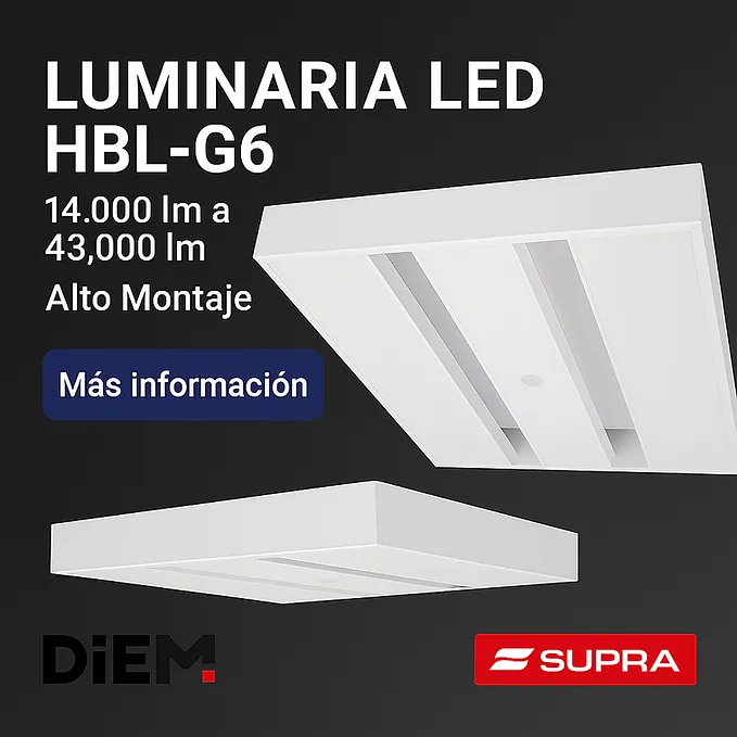 [HBL-G6-M1-L14-840MV-DADO-SP] Luminaria LED HBL-G6 | 14,000 lm a 43,000 lm | Alto Montaje | SUPRA (M1, 120 V / L14 / 80 W, DADO – Difusor Opalino / Distribución Abierta)