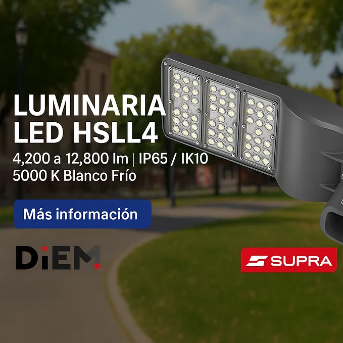 [HSLL4-1B-L04-740MV] Luminaria LED HSLL4 | 4,200 a 12,800 lm | IP65 / IK10 | 5000K Blanco Frío (1B, 4000 lm)