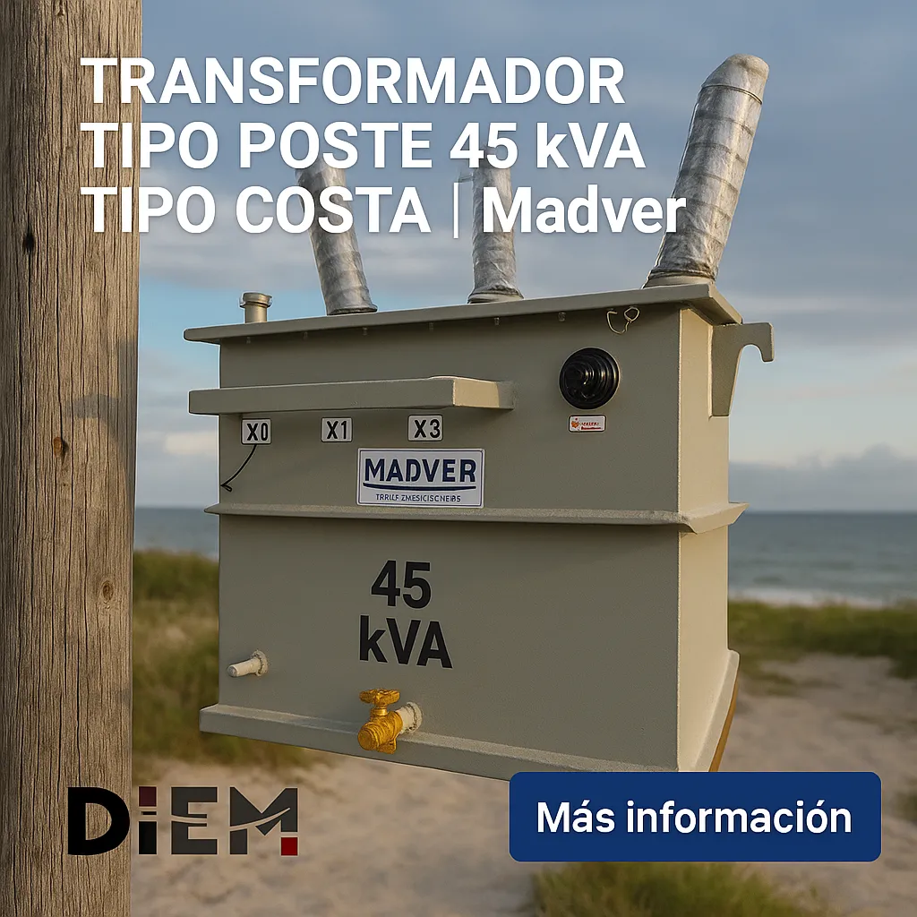 [PT-45 costa-13.2kV-254/127v-Al~Al] Transformador Tipo Poste 45 kVA Tipo Costa (13200 V, 254/127v, Al~Al)
