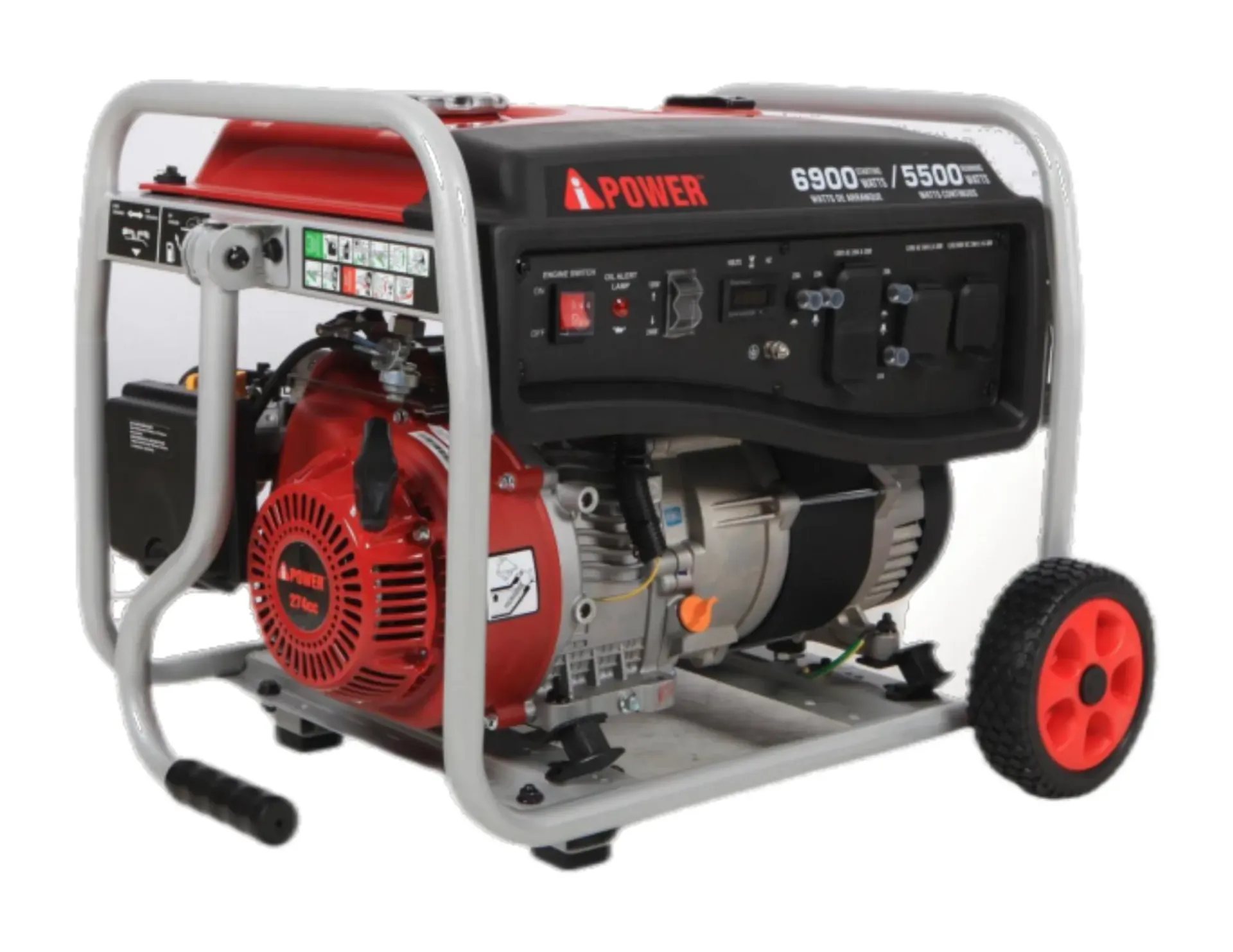 Generador de gasolina portátil de 6900 W AiPower Mod. SUA6900. 120/240 V monofásico