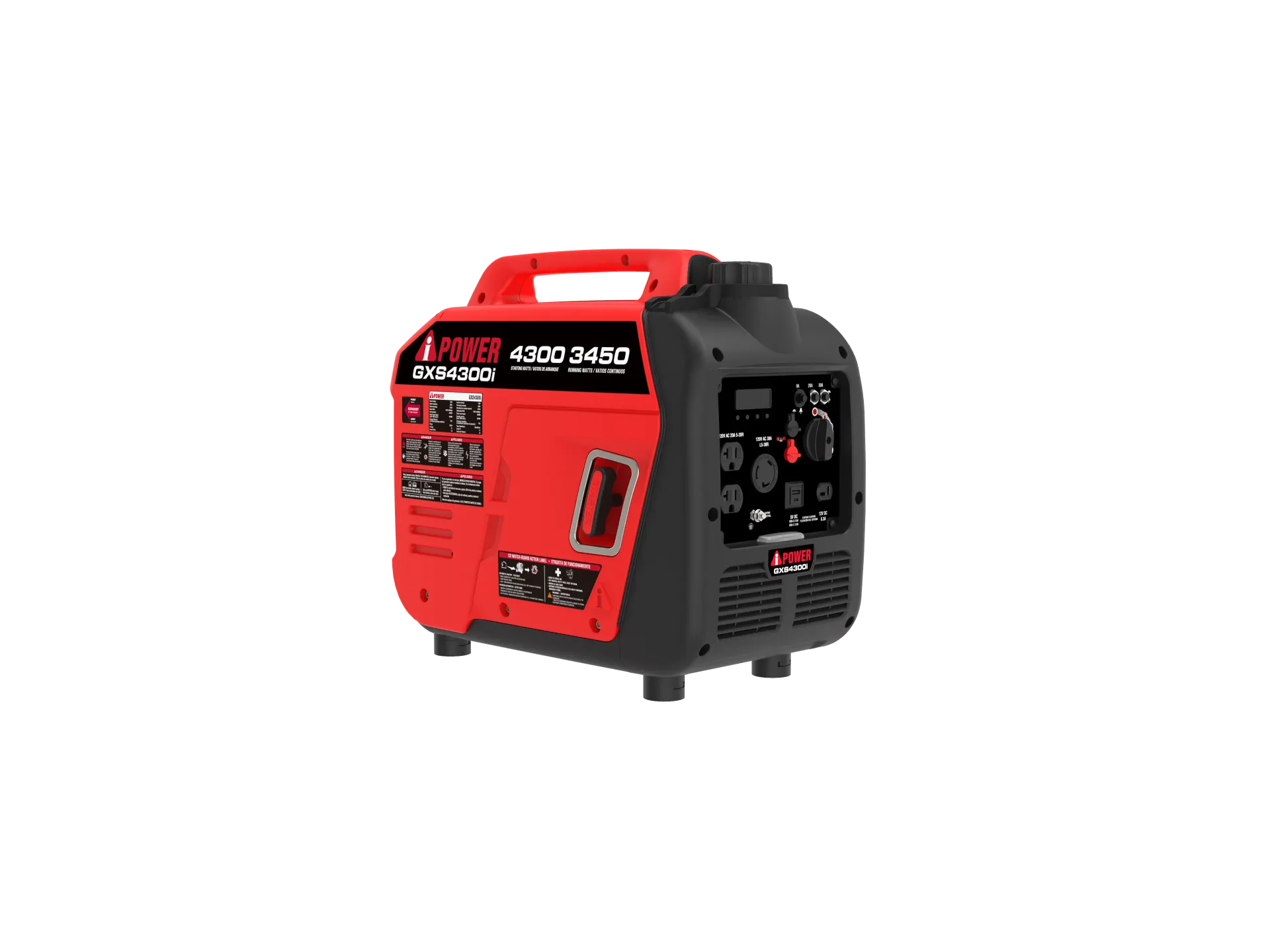 Generador de gasolina inverter portátil de 4300 wtts Mod. GXS4300i silencioso con ruedas y sensor CO. 127v  Monofásico