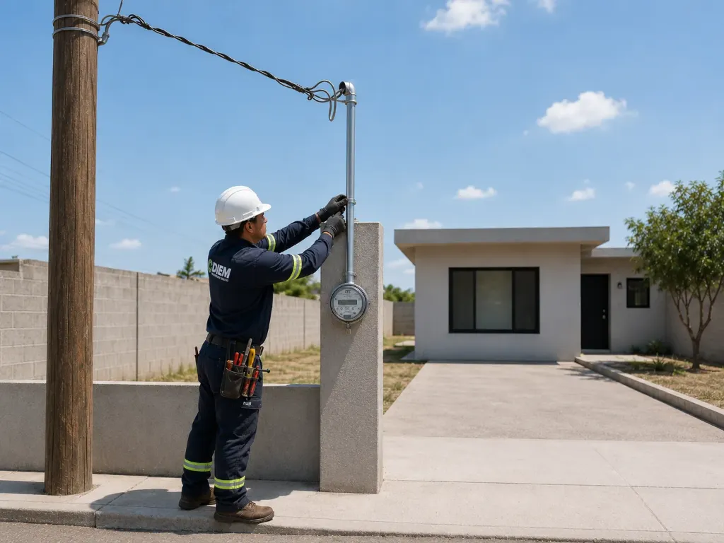 [CFE DCMBT102] Servicio de instalación de base para medidor y preparación para acometida monofásica con construcción al fondo de la propiedad DCMBT102.