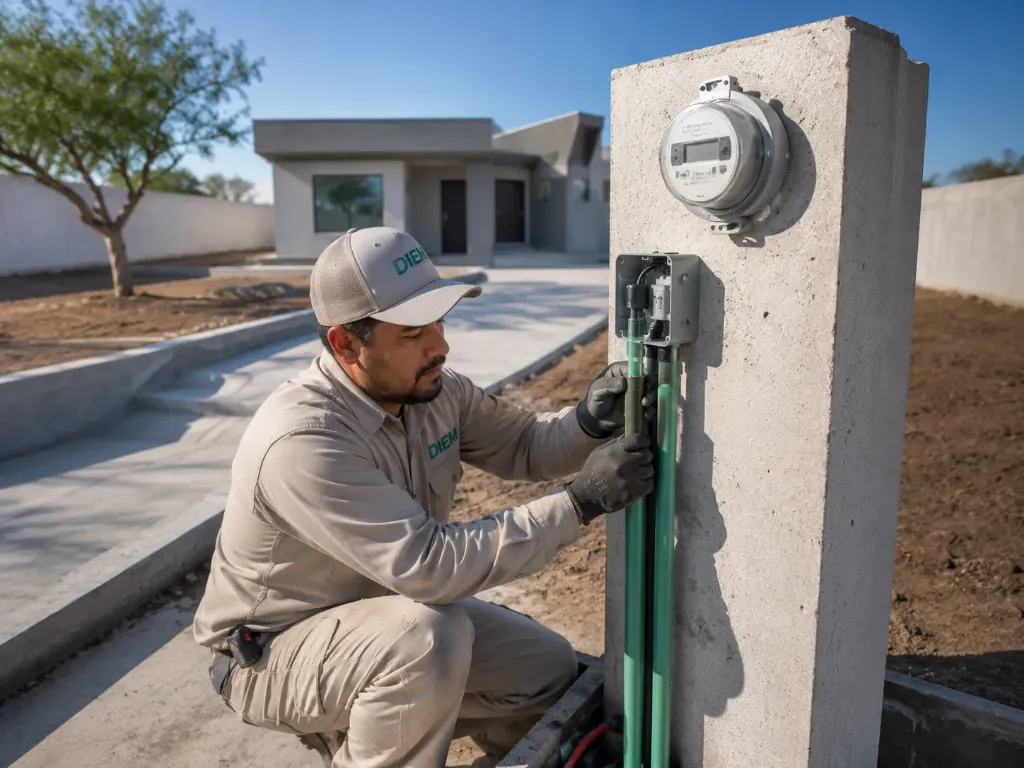 [CFE DCMBT105] Servicio de instalación de base para medidor y preparación para acometida monofásica subterránea DCMBT105 con construcción al fondo de la propiedad hasta 5 kW