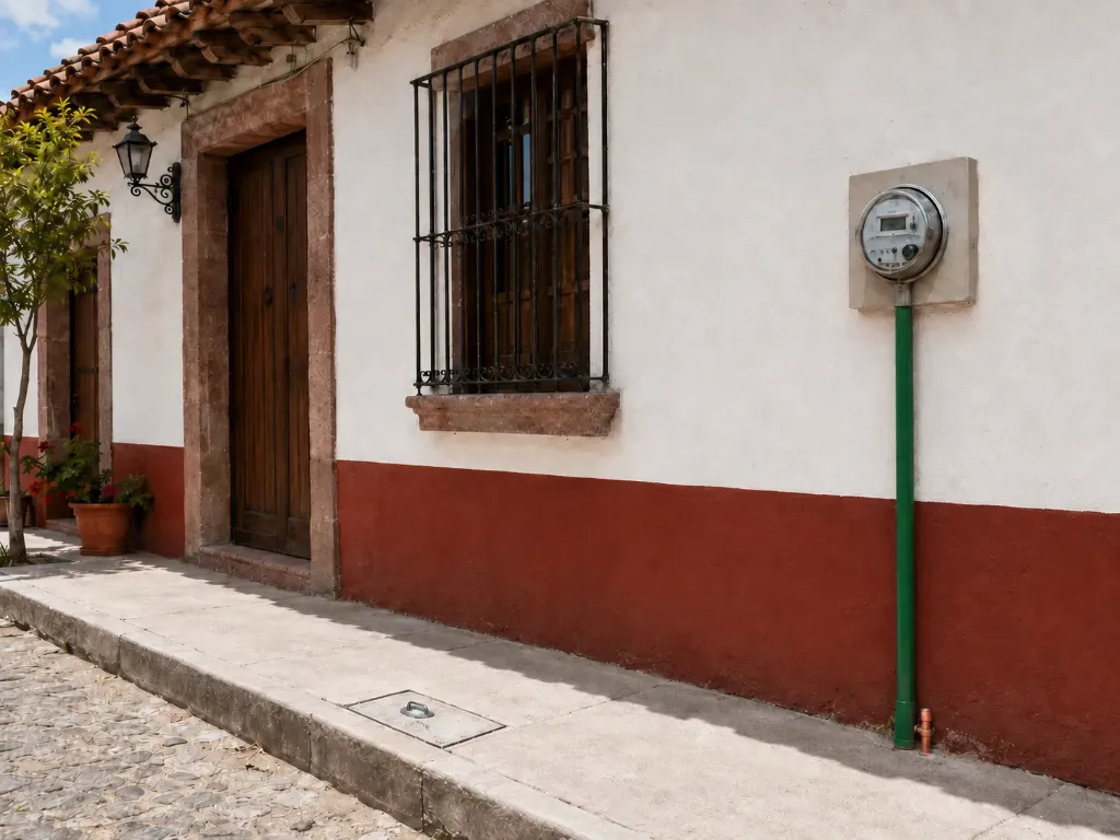 Servicio de instalación de base para medidor y preparación para acometida monofásica subterránea DCMBT107 hasta 5 kW en zonas de arquitectura colonial
