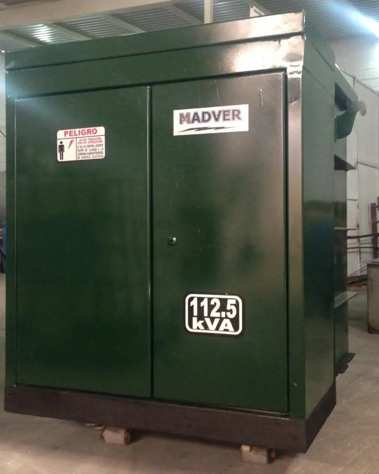 Transformador tipo Pedestal 112.5 kVA (Radial, 13200 V, 380/220v, Delta/Estrella, Al~Al)