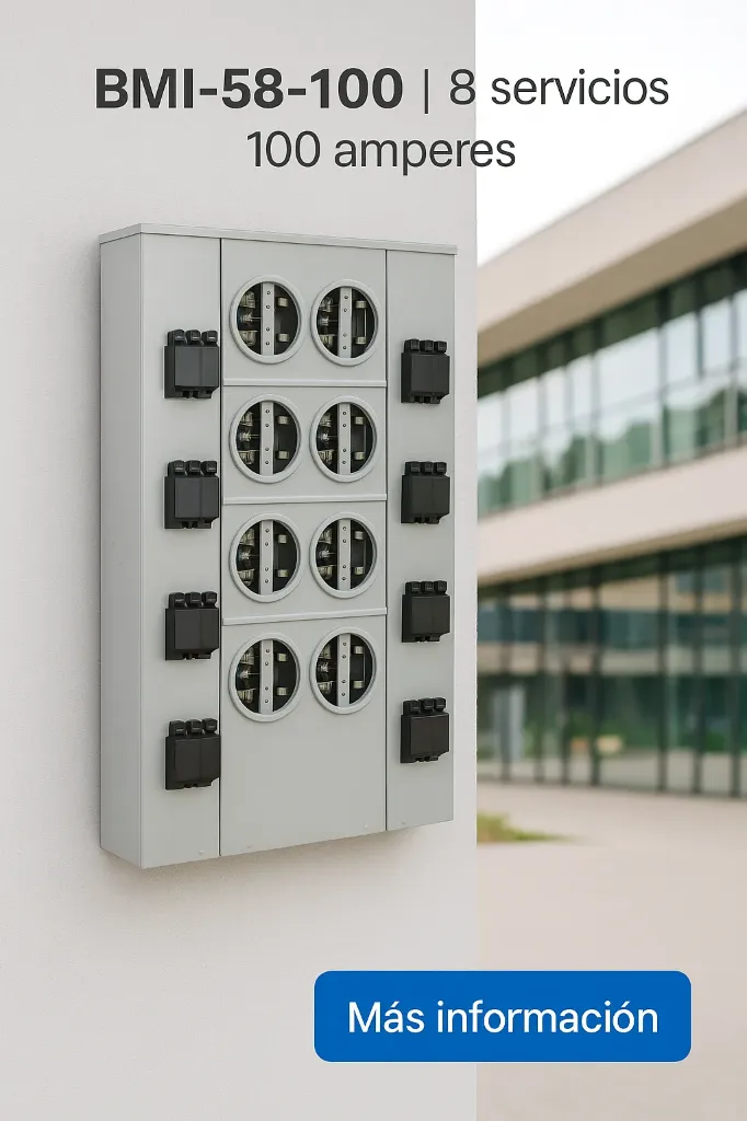 [BMI-58-100] Concentración de medidores (Base BMI-58-100) 8 servicios | 100 amperes