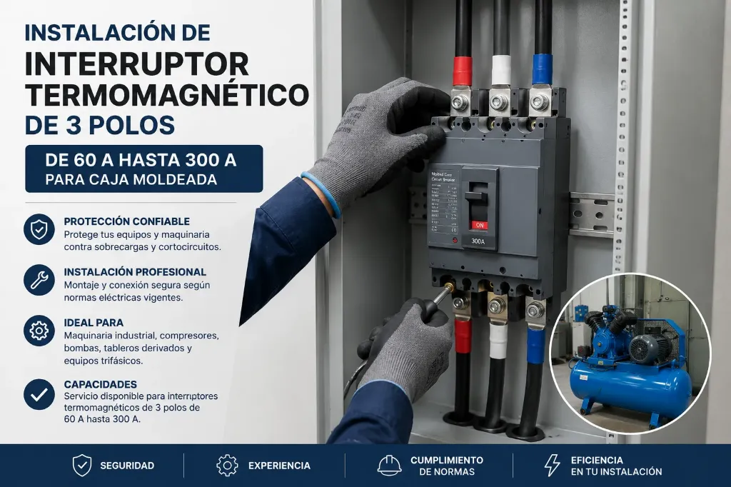 Instalación de Interruptor termomagnético para equipos industriales