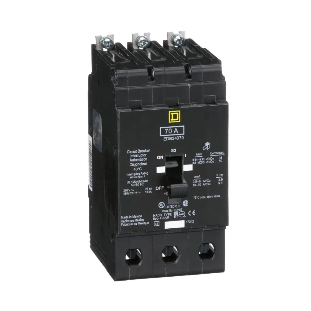 Interruptor termomagnético para tablero NF 3 Polos 70A a 480v Atornillable