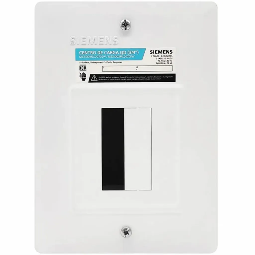 Centro de Carga Mx para interruptor tipo QP 2 Polos, 2 Ciruitos. 2 Fases-3 Hilos