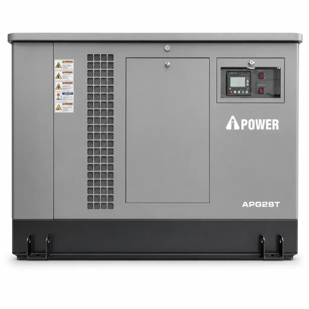 Generador estacionario a gas natural y gas LP de 28 kW AiPower APG28T 127/220 V trifásico