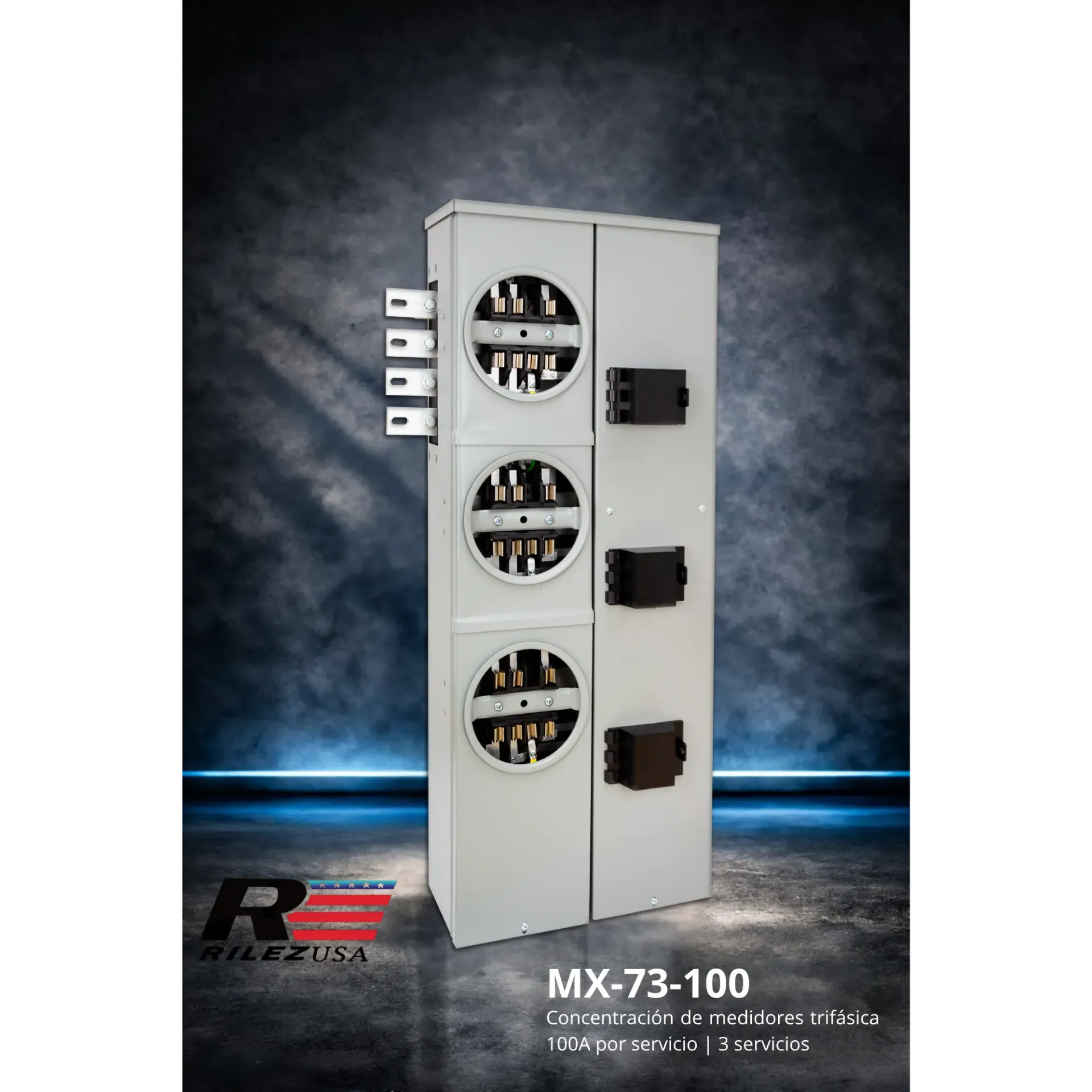 Módulo trifásico para concentración de medidores Rilez USA MX-73-100 - 3 servicios de 100 A