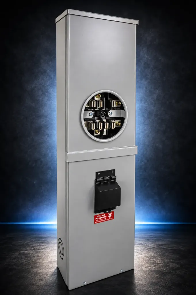 Base para Medidor Trifásico Rilez USA BMI-7-200 7 Terminales 200 A con Interruptor Principal