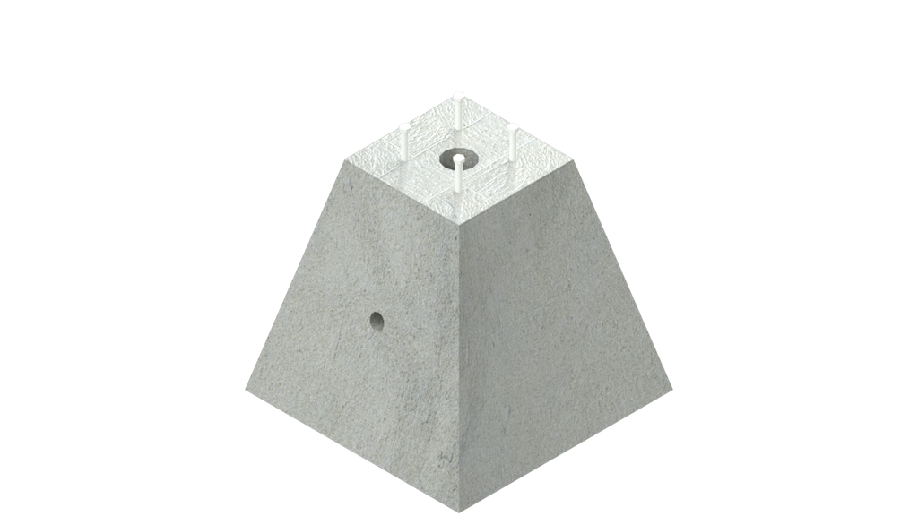 Base de concreto Piramidal 40x75x70 cms con ancla Galvanizada